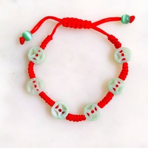 NWT. Vintage Jade Six Chinese Carved Coins (10mm) For Wealth Bracelet.